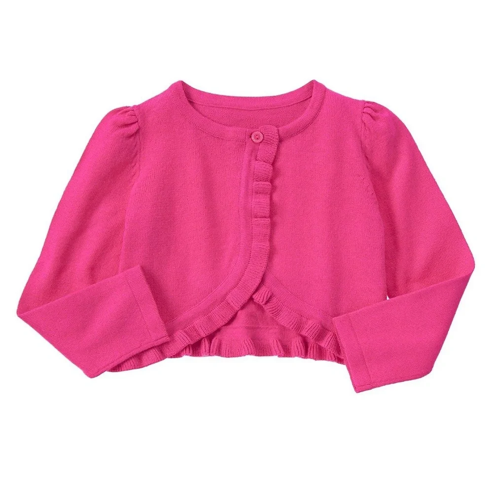 Gymboree‎ Baby Girls 6-12 Mo Pink Ruffle Cardigan Sweater Long Sleeve